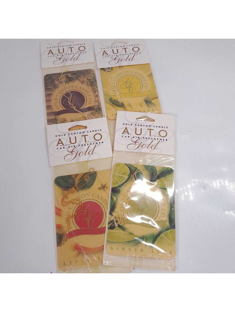 Gold Canyon Candle Auto Car Air Freshener Set 4 Cozy Cabin Ginger lime Vintage